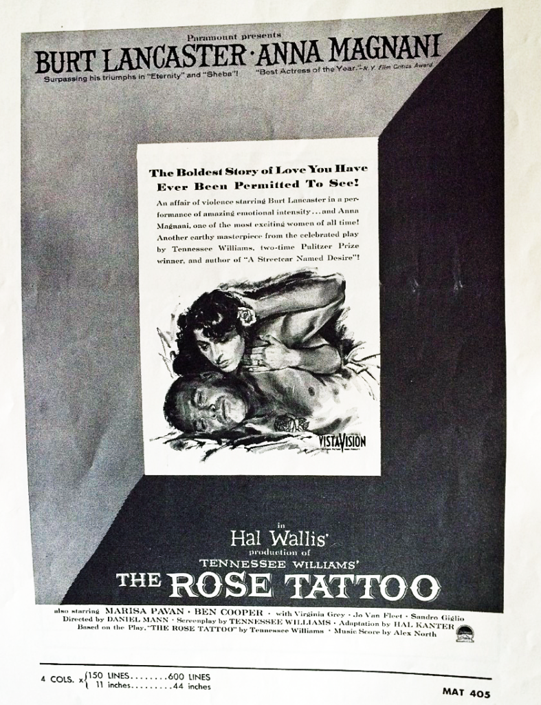 cover of pressbook for The Rose Tattoo