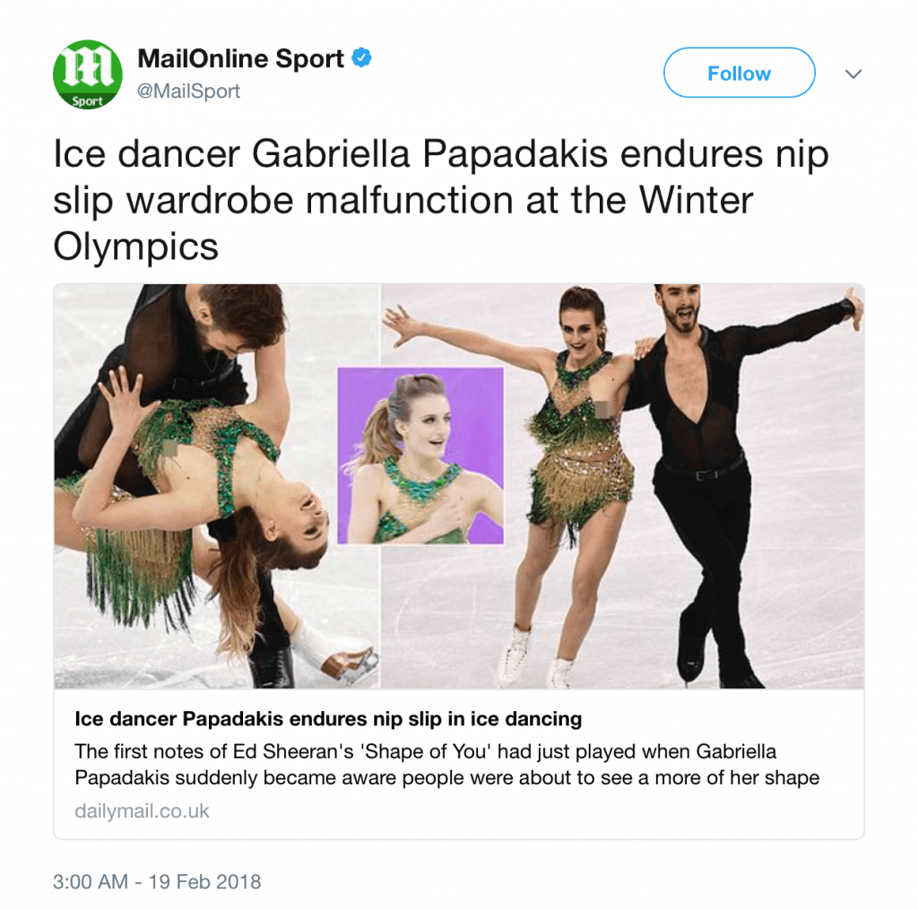 Skater’s Bare Breast Goes Out Live Over the Air in Olympic Wardrobe